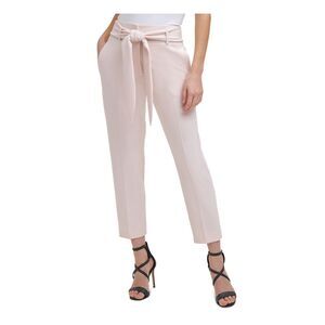 NWT DKNY Womens Pink Belted Hook And Eye Closure High Waist Pants 16